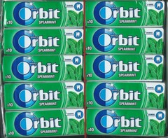 10 x WRIGLEY’S ORBIT SPEARMINT Flavor Sugarfree Chewing Gum 14g 0.49oz