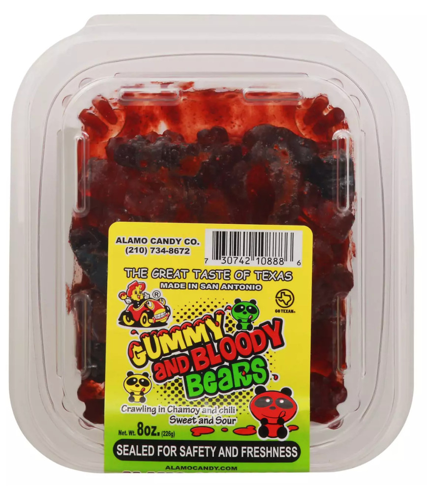 Alamo Candy Gummy And Bloody Bears In Chamoy & Chili, Sweet & Sour 8oz