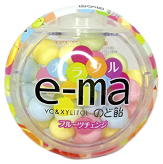 Japan UHA Pippin e-ma Throat Candy Container Colorful Fruits Change 33g×6 cases