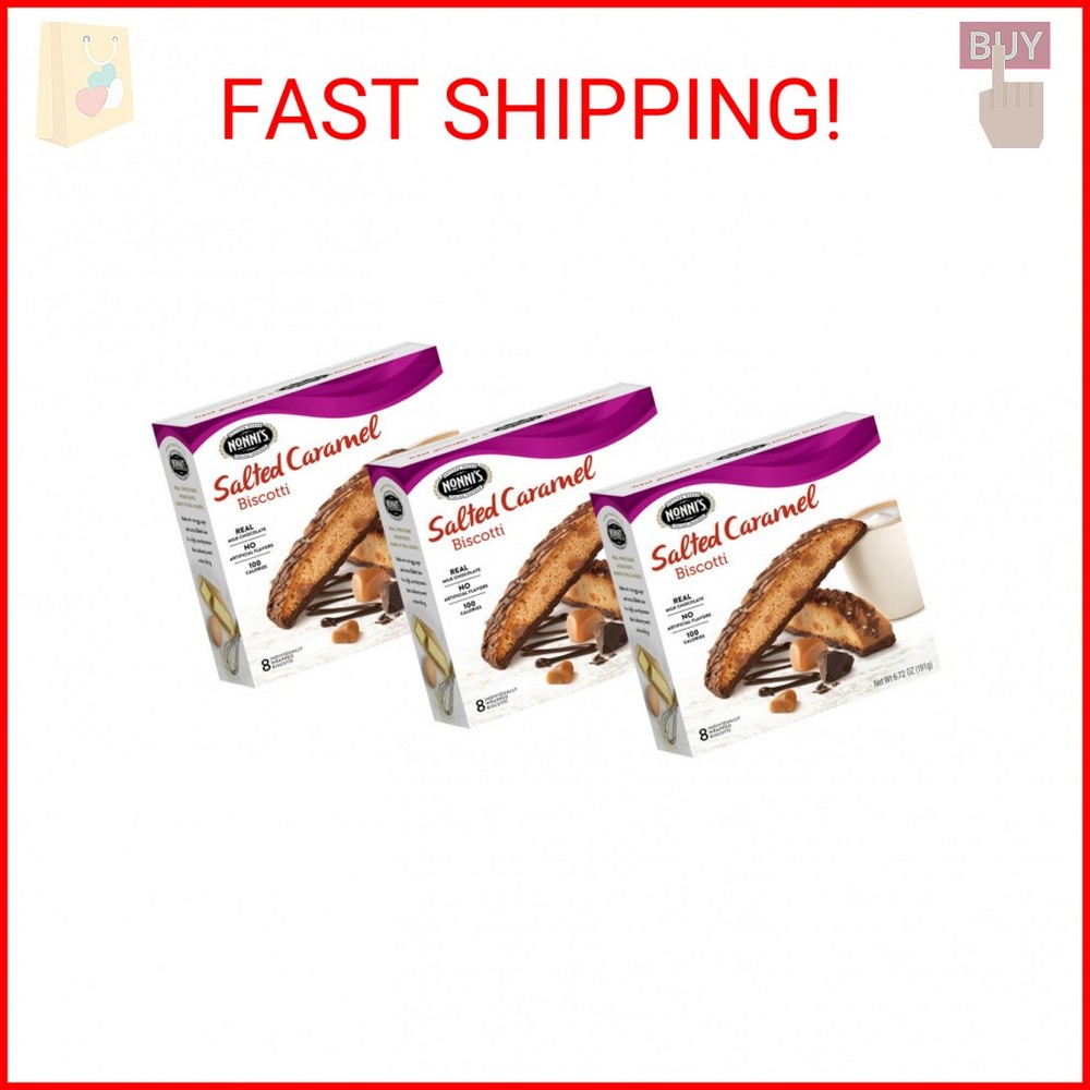 Nonni’s 3 Boxes of Biscotti, Salted Caramel, 24 Count (Pack of 3)