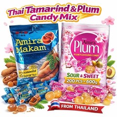 Thai Tamarind & Plum Candy Mix 200pcs Sour Sweet Asian Party Treats Camping 600g