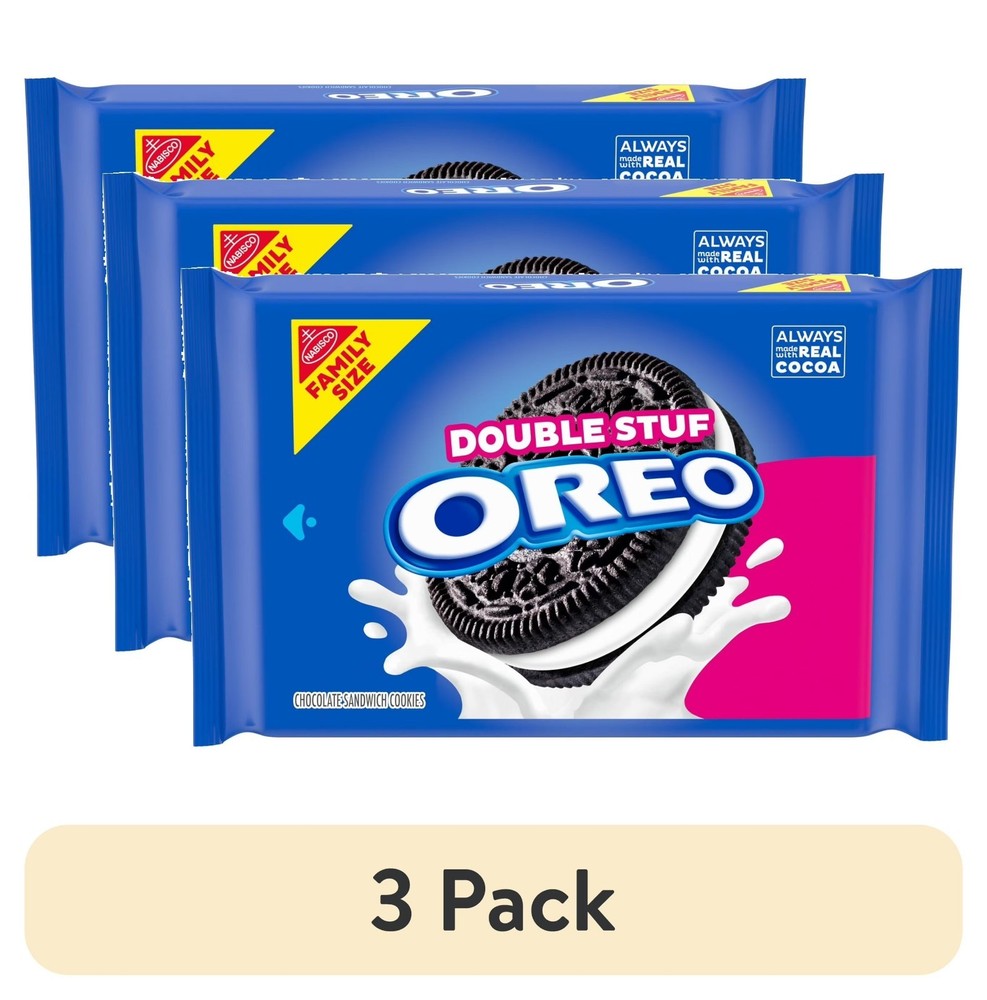 OREO Double Stuf Chocolate Sandwich Cookies, Family Size, 3 Pack, 18.71 oz