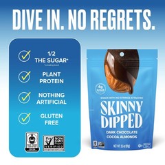 SkinnyDipped Dark Chocolate Cocoa Almonds, Healthy 3.5 Ounce (Pack of 1)