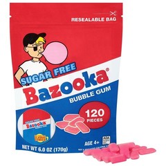 Bazooka Sugar-Free Bubble Gum Pellets Bag – 120 Count Bulk Gum, Original Flavor