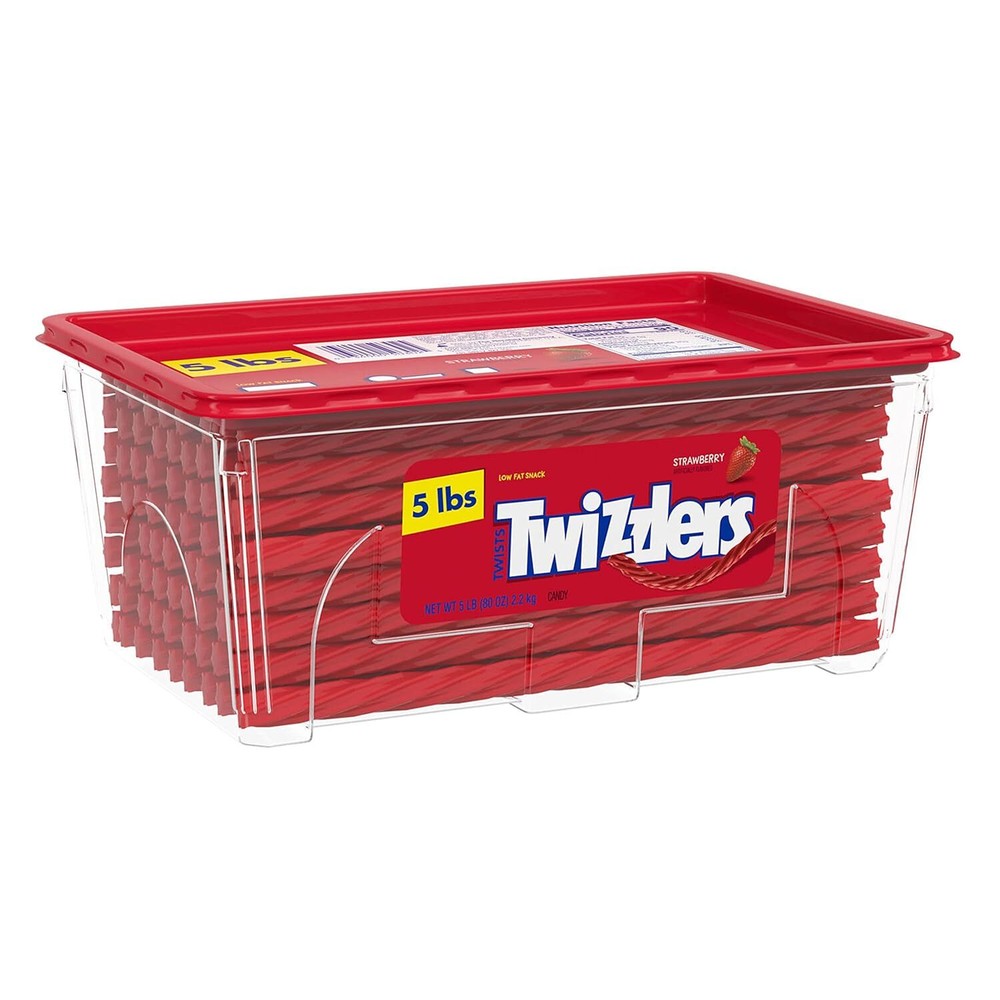 Twizzlers Bulk Strawberry Licorice Candy, 5 Pounds, Canister