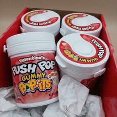 4x Push Pop Gummy POP-iTS Valentine Candy Display Box Exp 2027 Sealed