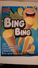 hapi Bing Bing Wafer Cone Snack Banana Flavor 8pcs Box 71.2g