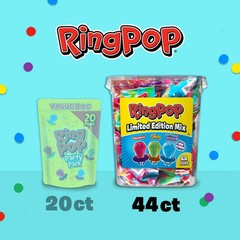 Ring Pop Assorted Flavors Lollipops Candy Tub Bulk Variety Pack (0.5 oz., 44 ct.