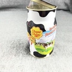 Chupa Chups Ice Cream Flavored Lollipops First Edition Novelty Cow Print Can Jar