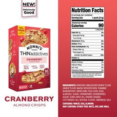 Cranberry Almond Nut Cookies – Crunchy & Chewy Crisps, 108 Cookies, 6 Boxes
