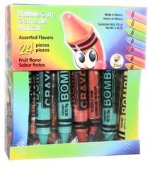 Crayon Mexican Chewing Gum Bubble Gum Fruit Flavor 24Pz