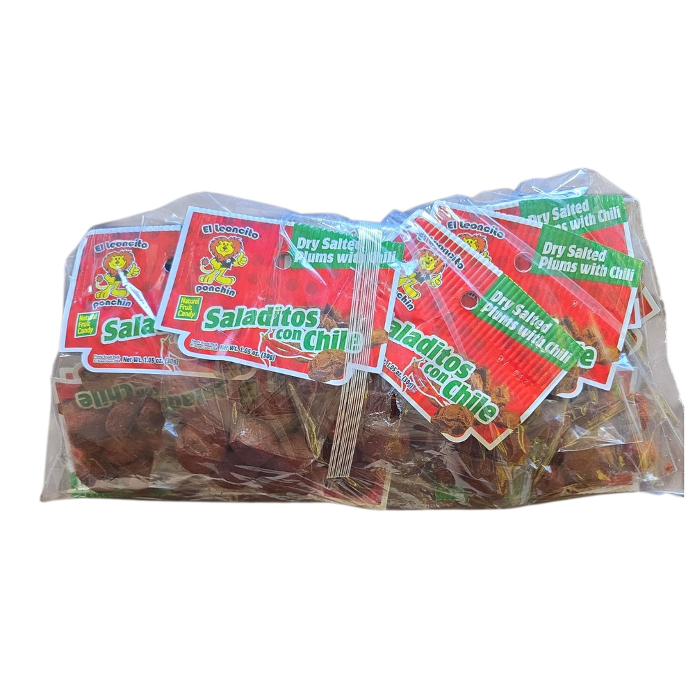 El Leoncito SALADITOS, Salted Chili Plum 12-pack of 1.05-oz each bag