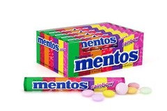 Mentos Chewy Mint Candy Roll, Rainbow, Non Melting,Party, 14 Pieces (Pack of 15)