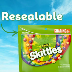 Skittles Sour Candy, Chewy Fruit Candies, Share Size, 13.7 oz Bag New