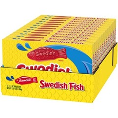 Pack of 12 Swedish Fish Soft Chewy Candy 3.1 Ounce Boxes Fruity Snack