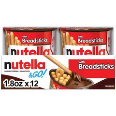 Nutella & GO Chocolate Hazelnut Spread with Cocoa + Breadsticks, 12 Snack Pac…