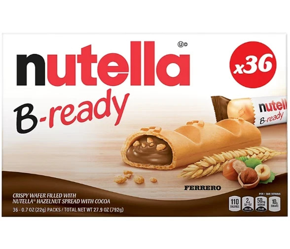 Nutella B-Ready, Snack Bars, Hazelnut Spread With Cocoa, 36 ct. FREE shipping
