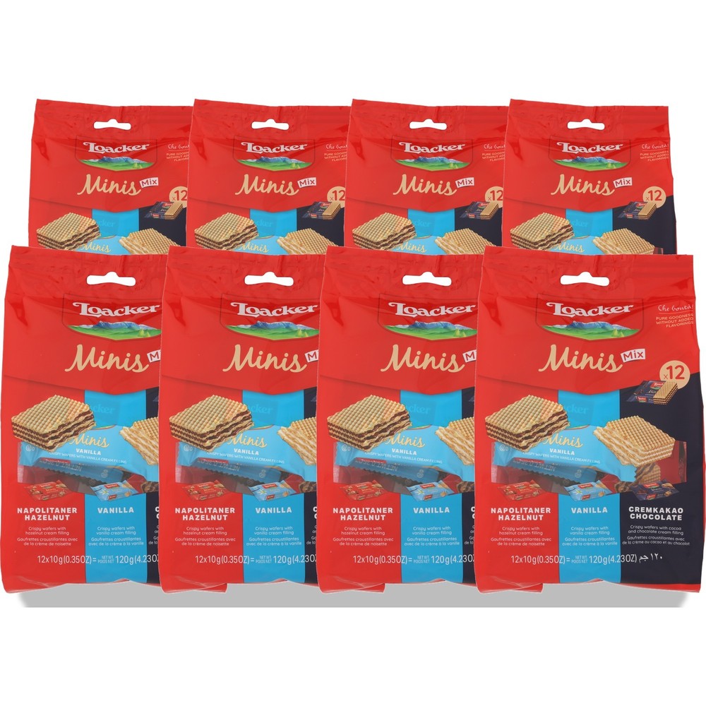Loacker Assorted Minis Wafers 12 120G Chocolate 8 Pack