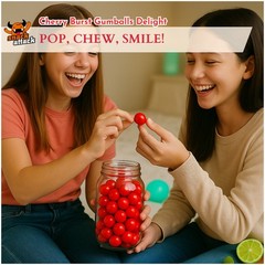 RED GUMBALLS CHERRY FLAVORED 1in ~ fruity, chewy fun ~ 3/4LB – 12OZ ~ SHIPS FREE