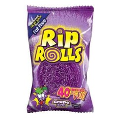 6x Packs Rip Rolls Grape Flavored Fat Free Candy, 40 Inches of Fun – 1.4oz Each