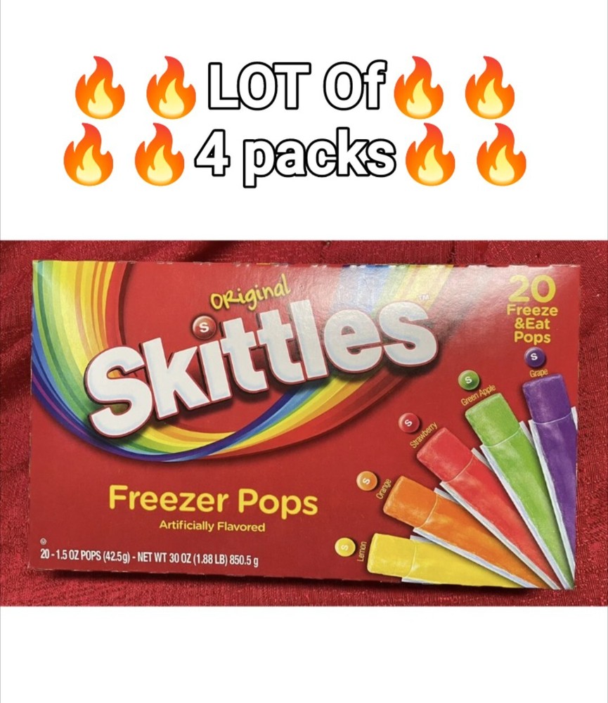 Skittles Freezer Pops ~ 20 freeze pop Per box – New 🔥4PKS🔥80 Freeze Pops Total