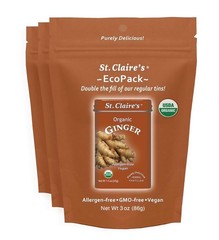 St. Claire’s Organic Ginger Pastilles – 3-Pack EcoPack, 3 oz Each | Certified