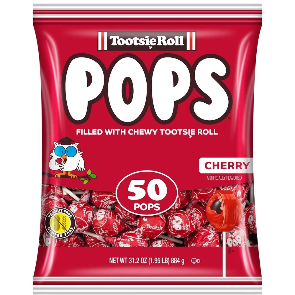 Tootsie Pops Single Flavor Bag – Cherry Flavored Lollipops with Chocolatey Cente