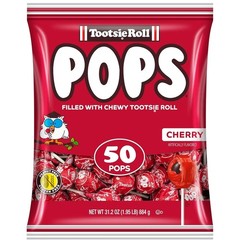 Tootsie Pops Single Flavor Bag – Cherry Flavored Lollipops with Chocolatey Cente