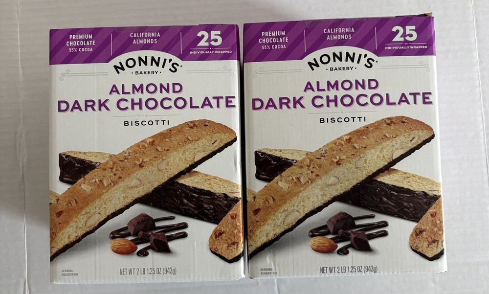 2 pk Nonni’s Almond Dark Chocolate Biscotti, 25 Pieces