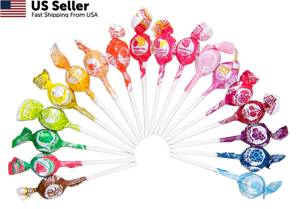 Charms Minipops 18 Assorted Flavor Candy 75 Count (Pack of 1), Orange,Blue