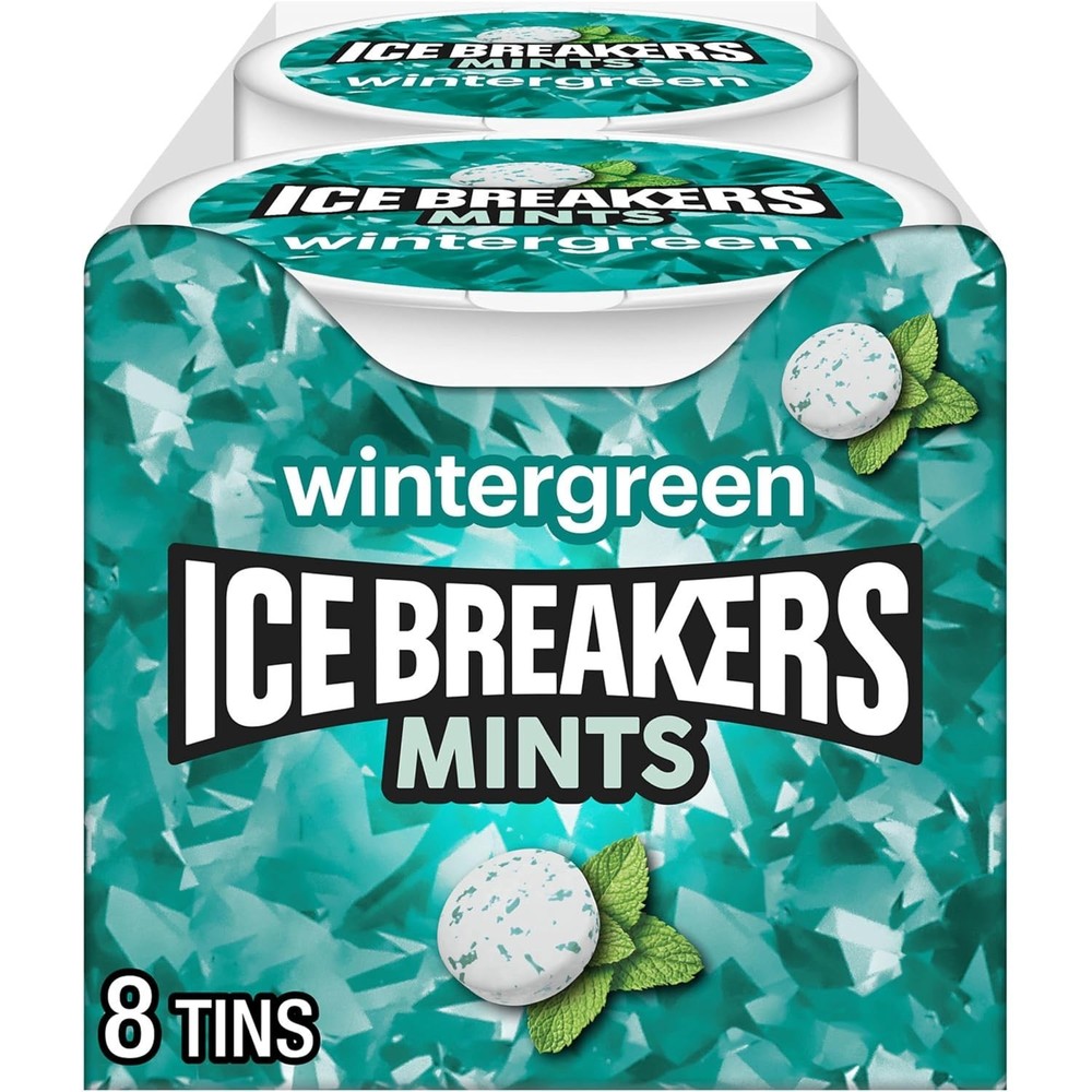 8 Pack Wintergreen Sugar Free Breath Mints – Refreshing & Portable Tins