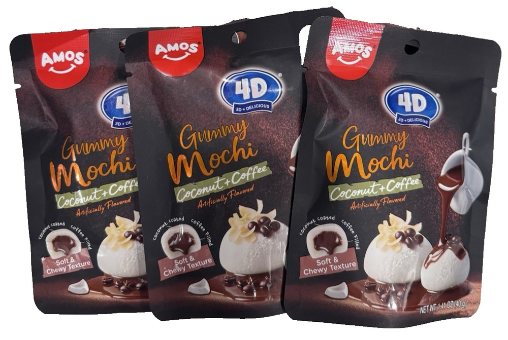 Amos 4D Gummy Mochi Coconut And Coffee Lot of 3 Exp 3/19/2027
