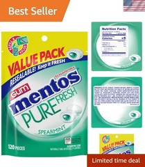 120 Pieces of Fresh Spearmint Xylitol Gum in Resealable Bulk Bag – Sugar-Free