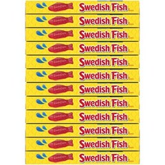 Pack of 12 Swedish Fish Soft Chewy Candy 3.1 Ounce Boxes Fruity Snack