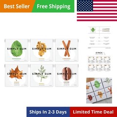 Variety Pack Assorted Flavors, Plastic-Free Natural Chewing Gum, 6 pack 90 pi…