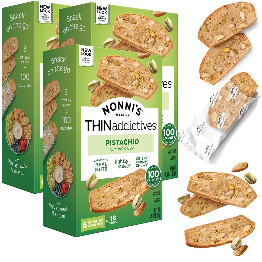 Nonni’s THINaddictives Almond Thin Cookies – 3 Boxes Pistachio Almond Cookie …