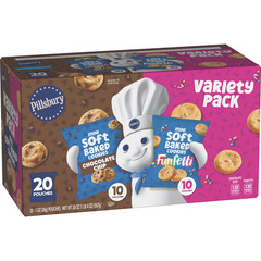 Pillsbury Mini Soft Baked Cookies Variety 20 Pouches Funfetti Chocolate Chip