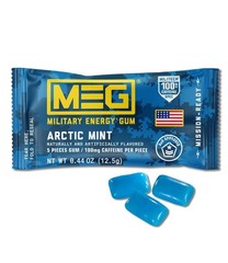 MEG – Military Energy Gum | 100mg of Caffeine 5 Count (Pack 24), Arctic Mint