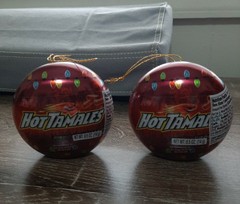(2) Hot Tamales Candy Christmas Ornament, 0.5oz Fierce Cinnamon Flavor.