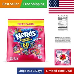 Gummy Clusters, Candy Treat Packs, Rainbow, Crunchy and Gummy, 30 oz 60 ct