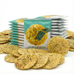 Korean Baked Sweet Rice Cracker Bites with Roasted Seaweed, Crunchy Korean Snack