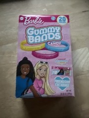 valentines Mattel Barbie Gummy Bands Bracelet Candy 20 Pouches expires 1/30/26