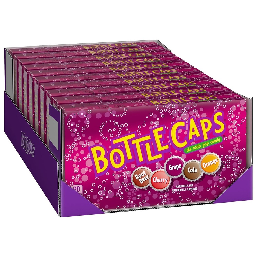 Delicious Bottle Caps Hard Candy Pack—5oz Theatrical Treats in 10-Count Box