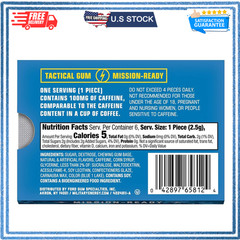 MEG Military Energy Gum Arctic Mint 100mg Caffeine Fast-Acting 12-Pack