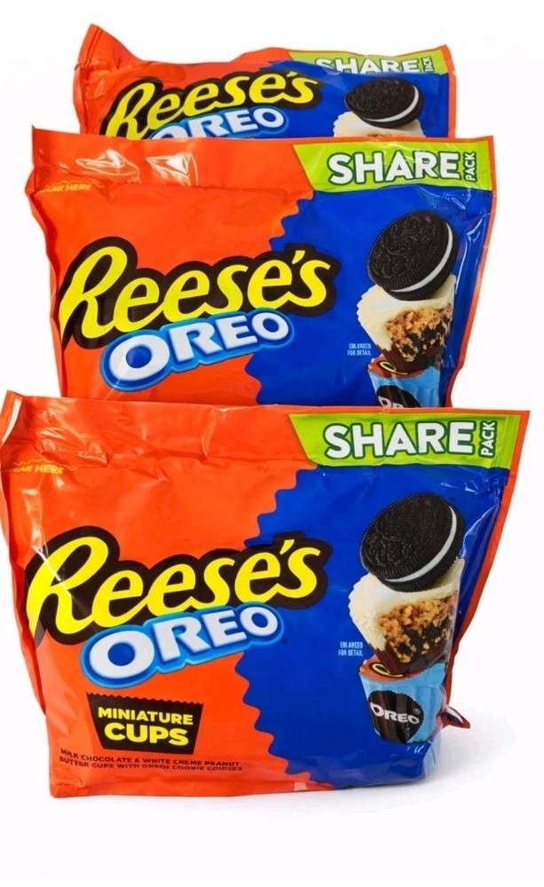 6 Pack~ Reese’s Oreo Milk Chocolate and White Creme Peanut Butter Cups Candy 9OZ