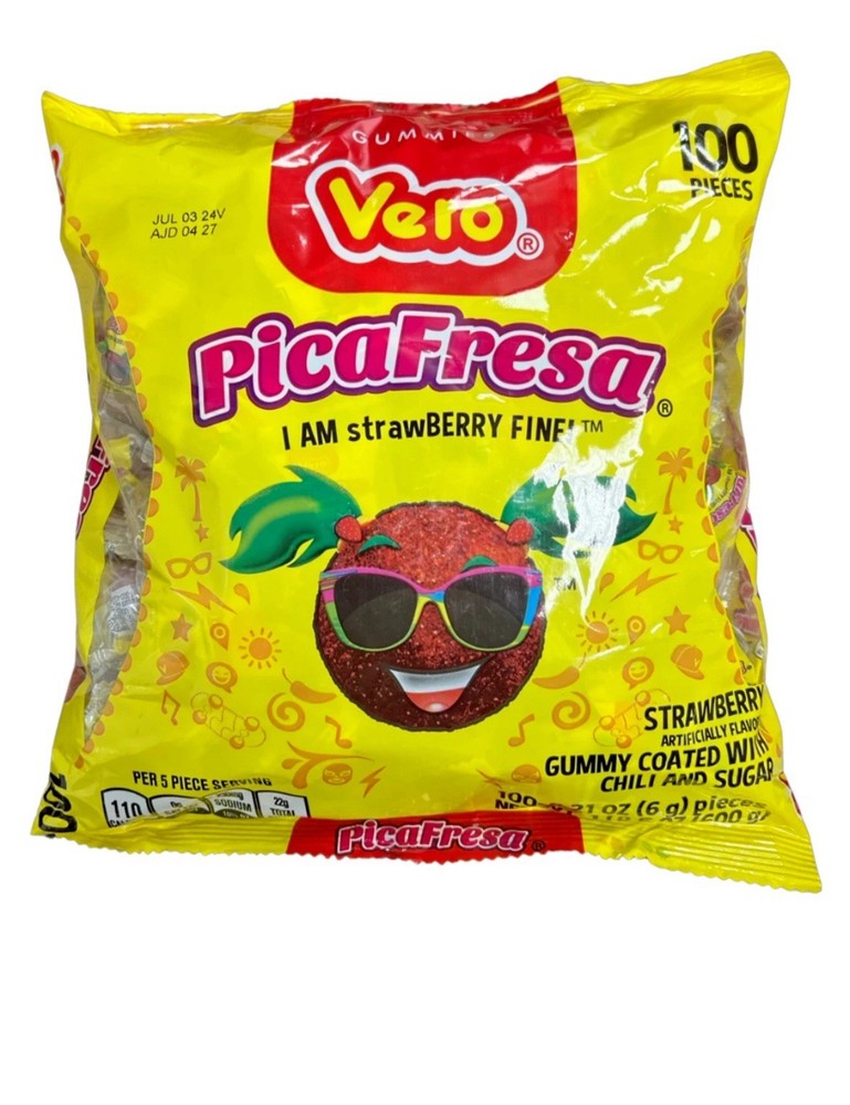 VERO Pica Fresa Strawberry 100 Pcs Gummy Gummies With Chili And Sugar
