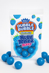 Dubble Bubble, Blue Razz Berry Flavored Gum Balls, 3.3 oz