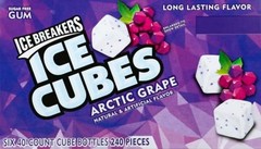 Fresh and Delicious ICE CUBES Arctic Grape Sugar-Free Gum, 480 Bubbles, 12 Pack