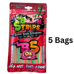 Sour Strips Strawberry Candy 5 Bags Super Sour Belts Brain Strips