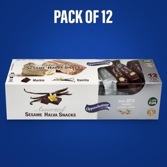 Sesame Halva Snack Bars – Vegan, Kosher Assortment, Vanilla & Marble Flavors,